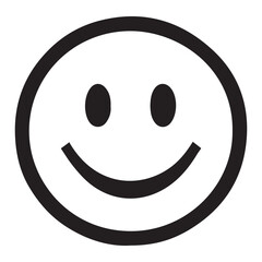 Cheerful white smiley face icon with transparent background for design