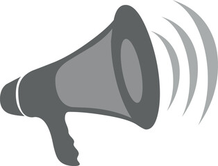 Simple gray megaphone icon with sound waves, perfect for communication.