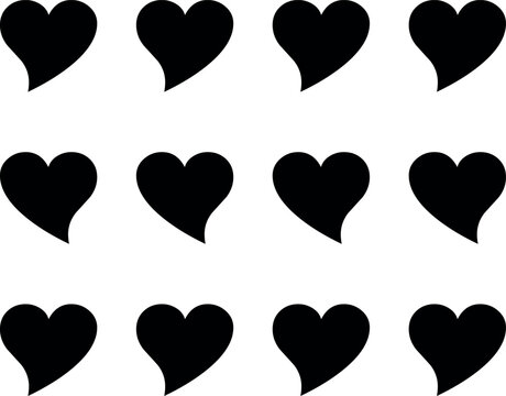 Grid of black heart shapes on a white background.