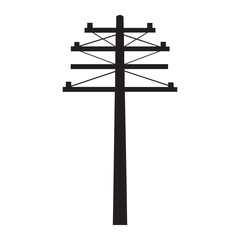 Black Silhouette Vector Illustration Of A Wooden Utility Pole Icon