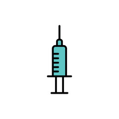 Teal and Black Medical Syringe on a White Background Healthcare Iconography