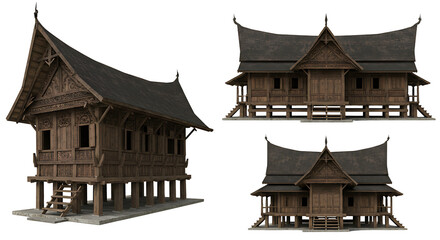 Traditional southeast asian wooden house design