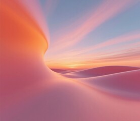 Orange and pink fluid gradient generative ai image of sunset with soft noise texture