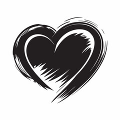 Grunge Heart Icon &ndash; Hand-Drawn Brush Stroke Love Symbol on White Background