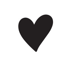 Hand-Drawn Black Heart Icon – Simple Love Symbol Isolated on White Background