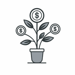 Money Growth Concept – Financial Investment Plant with Dollar Sign in Pot
