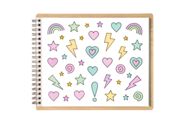 Adorable Pastel Rainbow, Heart, and Lightning Bolt Stickers Perfect for Planners, Journals, and Scrapbooking