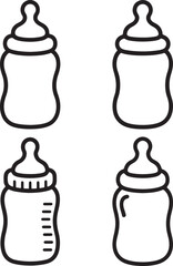 simple silhouette baby bottle line drawing with thick outline for toddler coloring book