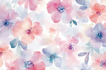 Handpainted watercolor floral pattern nature artwork soft pastel colors close-up view vibrant and delicate aesthetic for home decor