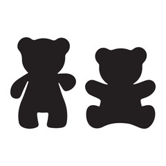 Stand and sit teddy bear silhouette vector flat illustration design