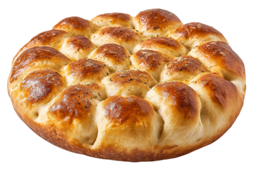 Golden-crust artisan Italian focaccia bread with rosemary and sea salt, ultra-high-resolution PNG cutout on transparent background ideal for bakery menus, packaging mock-ups and food blogs