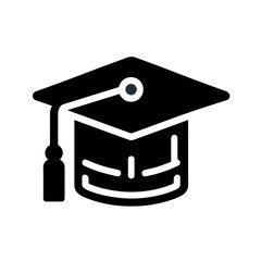 Graduation cap icon in simple black silhouette design  