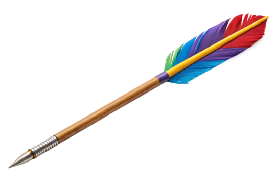 Colorful Rainbow Feather Arrow - Vibrant Archery Design