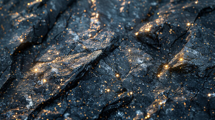 Artistic close-up of granite with shimmering mica flecks under sunlight.