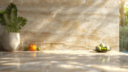 Beige travertine marble texture with subtle natural lines and elegant simplicity.