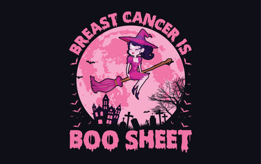 Halloween Breast Cancer Awareness T-Shirt Design | Pink Ribbon | Spooky Cute | Support Tee