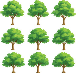 Green Trees  Watercolor Nature Clipart for Design Projects

