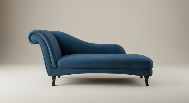 Blue Chaise Lounge on Neutral Background - Stock Photograph