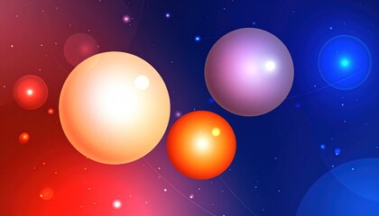 Fototapeta premium Colorful Orbs in Cosmic Space, Gradient Background with Spherical Objects