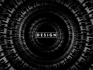 Abstract futuristic dark black background with circular wave design. Realistic 3d wallpaper with modern digital patterns. Perfect background for posters, websites, brochures, banners, apps, etc.
