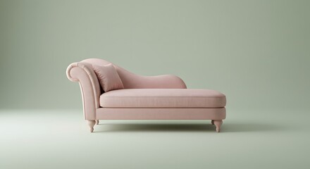 Naklejka premium Pink Chaise Lounge on Light Green Background