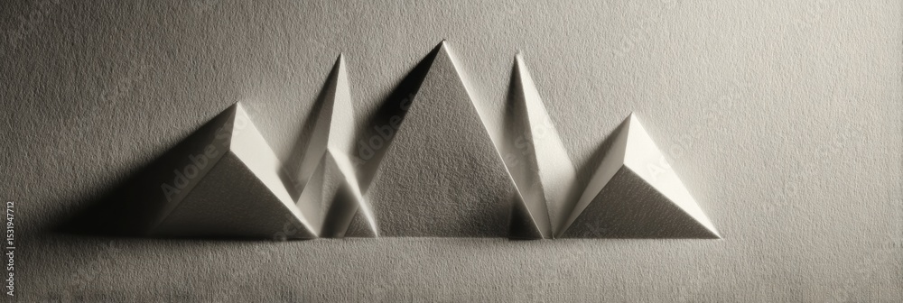 Poster Tactile Paper Cut Style Bracket With Folded Shadows Creating an Artistic Design on a Textured Surface in Natural Light