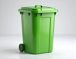 Green trash can on a white background (1)