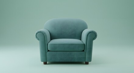 Turquoise Armchair on Matching Background - Photograph © ADEV