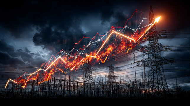 Rising prices and the energy crisis concept. Rising electricity prices worldwide due to the global crisis. Energy crisis that will affect Europe.