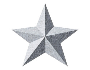 Obraz premium Metallic Silver Five-Pointed Star on Transparent Background