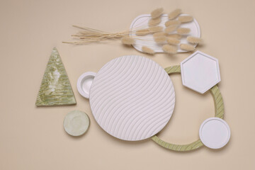 Composition of plaster figures. Moodboard for design