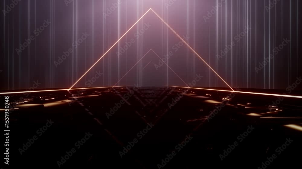 Canvas Prints glowing neon light rings spinning deeply in seamless cyber loop