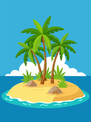 Serene Tropical Island Getaway. Palm Trees. Ocean. and Sandy Beaches