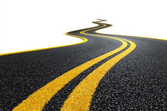 Winding asphalt road with yellow lines (2)