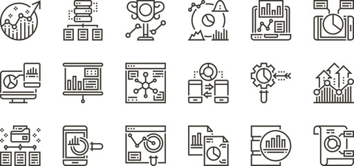Data Analysis Icons Visualizing Business Intelligence & Growth Metrics