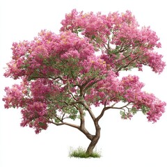 Naklejka premium Pink flowering tree, lush branches