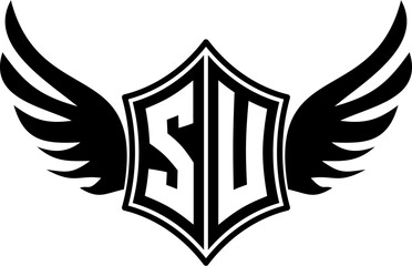 SU logo emblem with winged and shield template