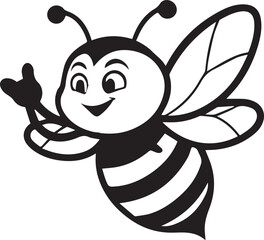 Bee Mascot flying silhouette vector black and white