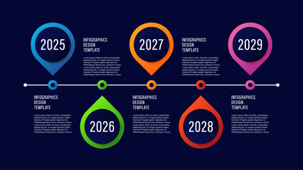Timeline Infographic Template. Five Processes or Steps Infographic Layout with Place for Data