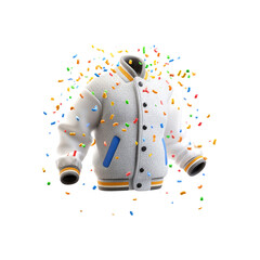 Celebratory Varsity Jacket with Confetti Explosion