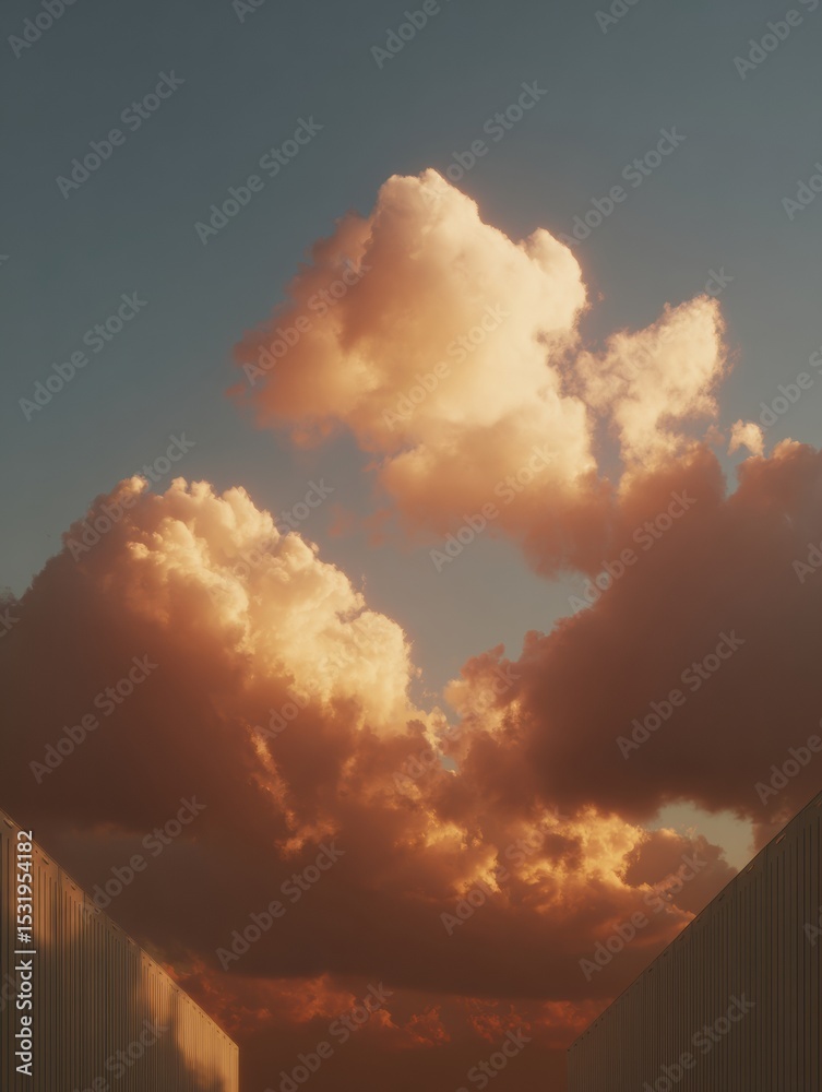 Aufkleber Edge computing hybrid cloud architecture with secure data transfer, physical server racks and cloud symbol, promoting seamless IT infrastructure connectivity