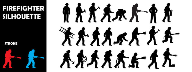 Firefighter Silhouette Vector Set – Brave Heroes in Action