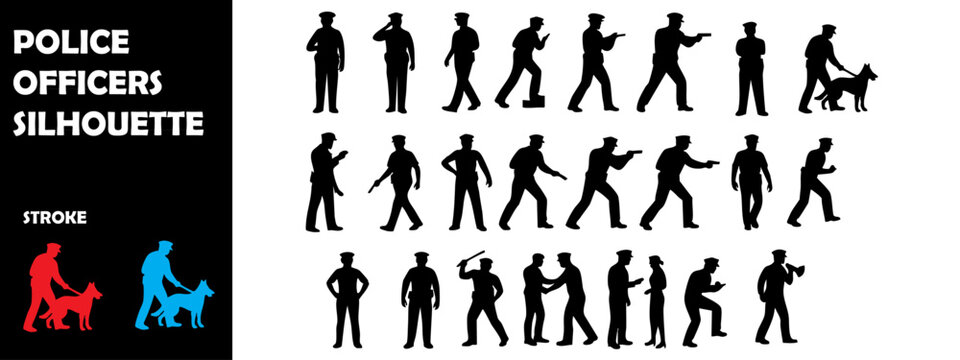 Police Officers Silhouette Vector Set &ndash; Law Enforcement and Public Safety