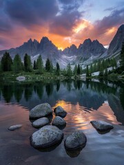 lake in the mountains. the image generated by ai