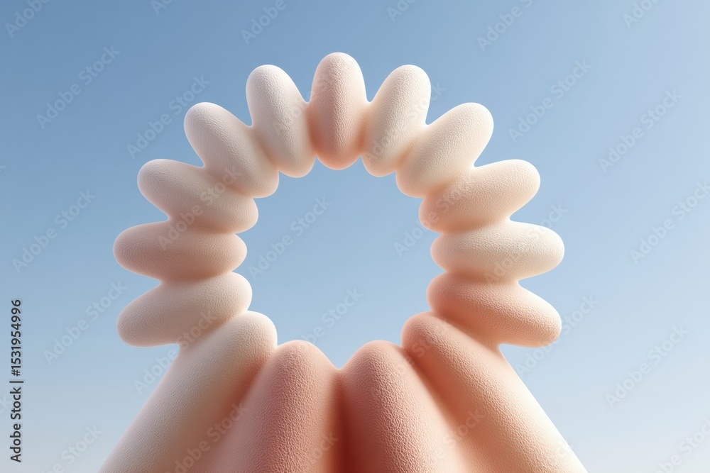 Poster abstract union logo with star-shaped human figures radiating outward in soft texture for modern team
