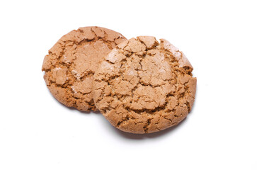 Oatmeal cookies on white background close up