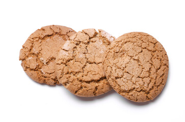 Oatmeal cookies on white background close up