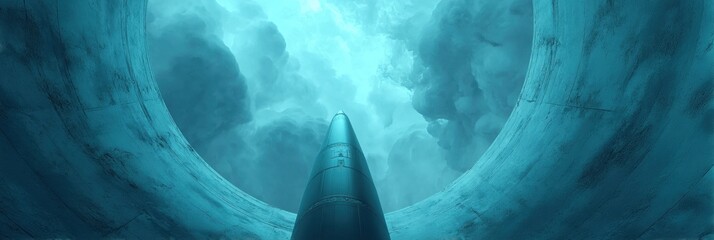 Strategic ICBM Missile in Concrete Underground Silo with Launch Systems, Showcasing Nuclear Deterrent Power and Modern Defense Infrastructure