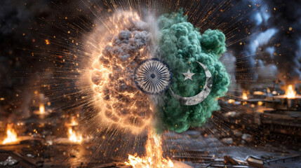 Military conflict between the world's two nuclear powers India and Pakistan.New asian War. Pakistan vs India.