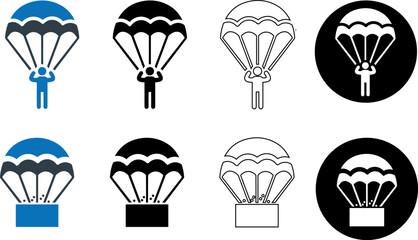 Landing, parachute, skydiving icon
